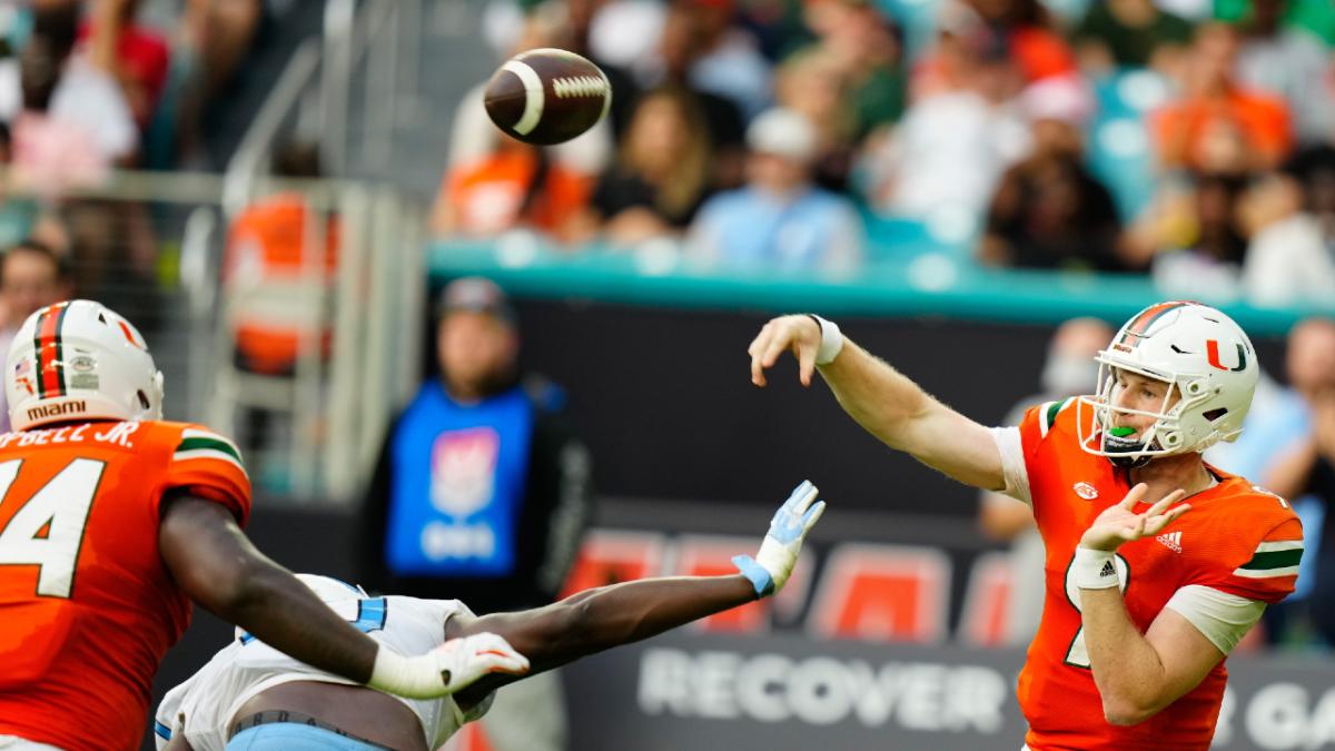 Miami Hurricanes quarterback Tyler Van Dyke vs North Carolina - Oct. 8, 2022